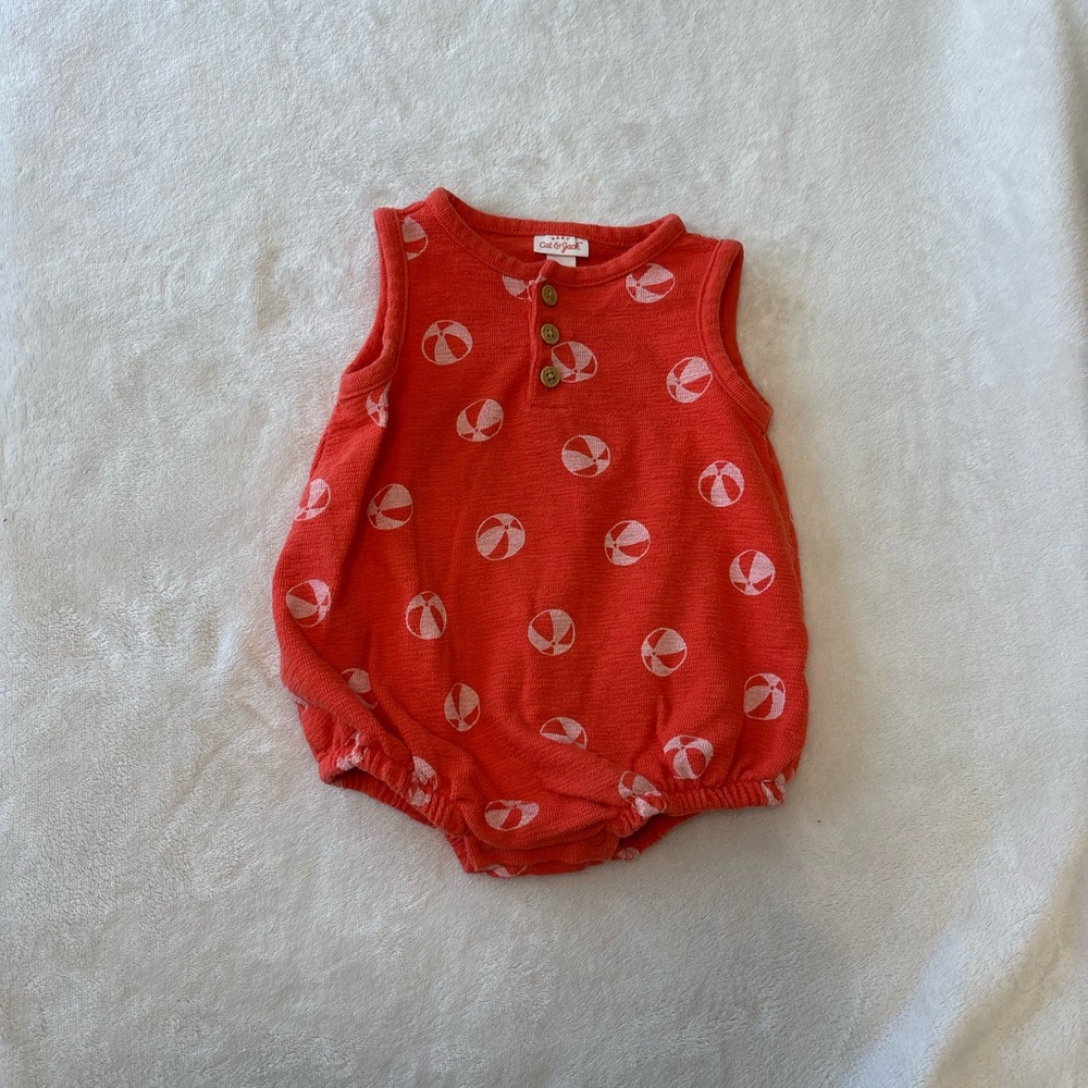 Cat & Jack bubble romper 6-9 months summer shorts sleeveless baby boy orange